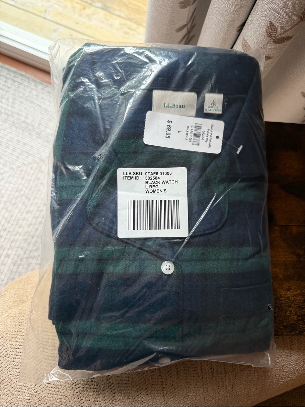 L.L. Bean Black Watch Plaid -Women’s Flannel PJs — Green & Navy